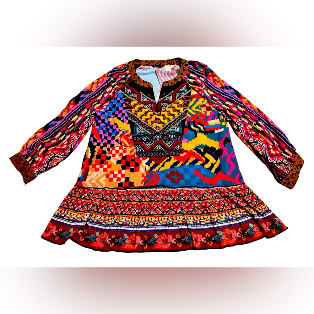 John Mark Patch Print Floral Top, Small